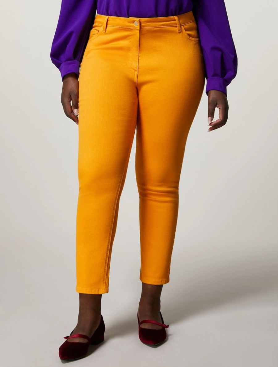 Vetements Marina Rinaldi | Pantalon En Serge Teint En Piece Orange