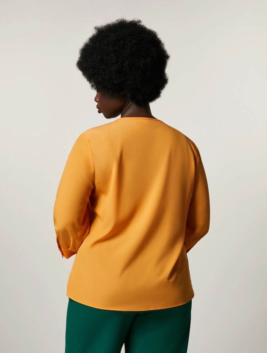 Vetements Marina Rinaldi | Blouse En Crepe De Chine Orange