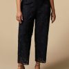 Vetements Marina Rinaldi | Pantalon En Dentelle Macrame Marine Fonce