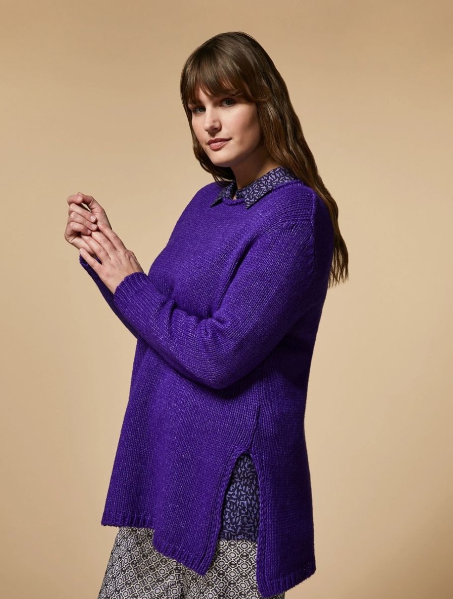 Vetements Marina Rinaldi | Pull En Laine Melangee Violet