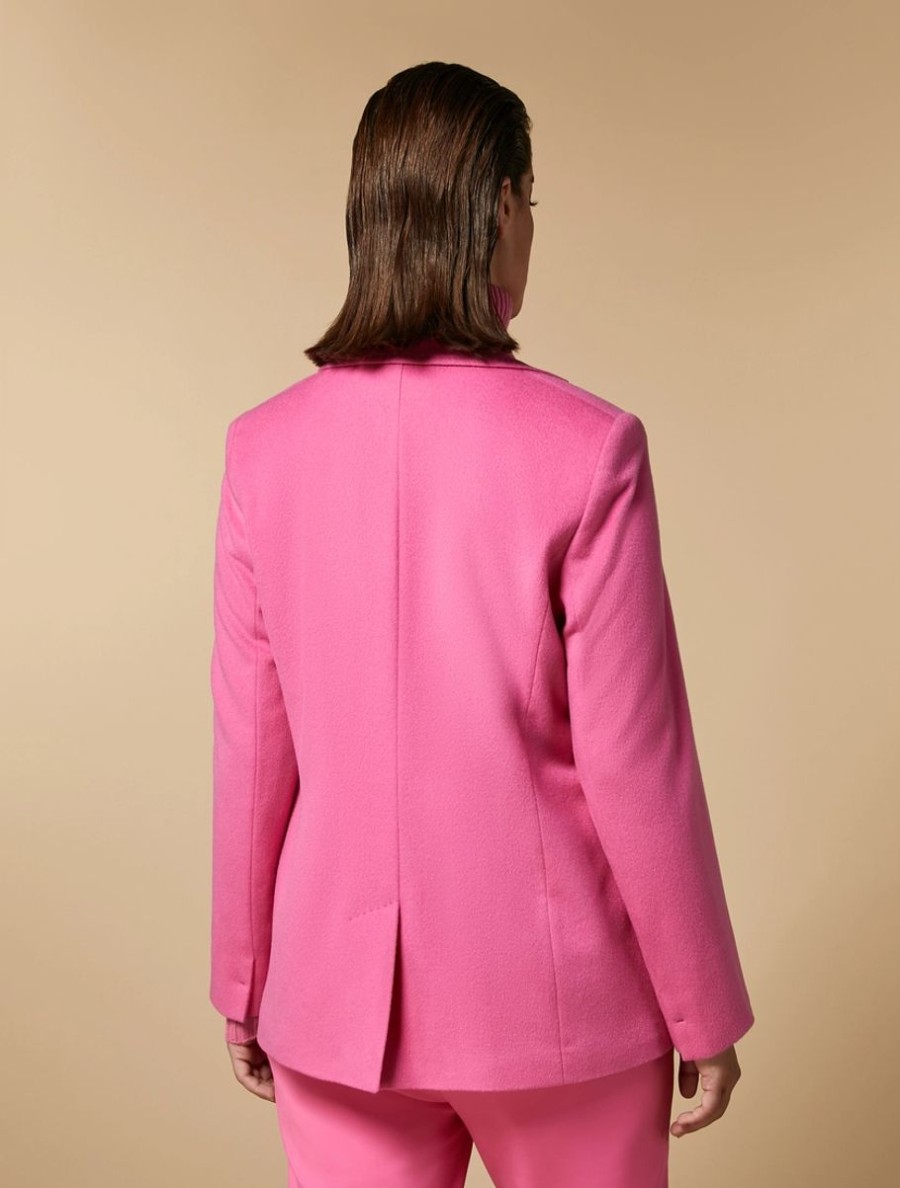 Vetements Marina Rinaldi | Veste Drapee En Pure Laine Rose