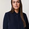 Vetements Marina Rinaldi | Chemise En Tissu Fluide Marine Fonce