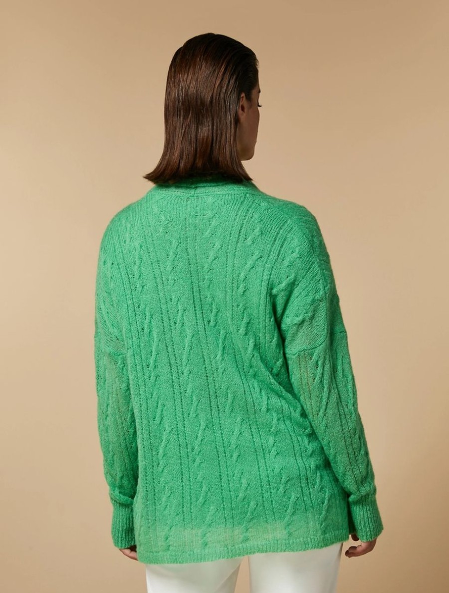 Vetements Marina Rinaldi | Cardigan En Alpaga Melange Vert