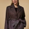 Vetements Marina Rinaldi | Manteau A Carreaux Prince De Galles Bordeaux