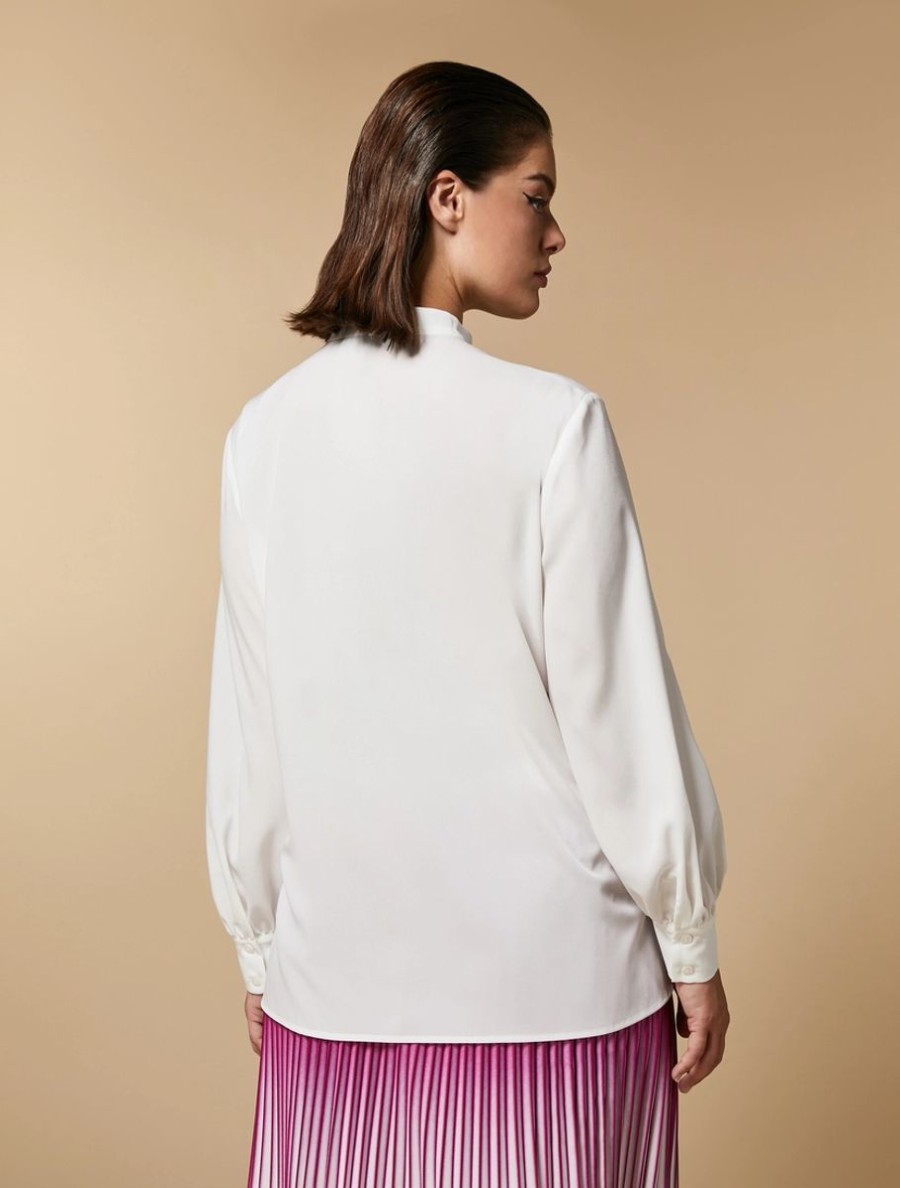 Vetements Marina Rinaldi | Chemise En Crepe De Chine Blanc