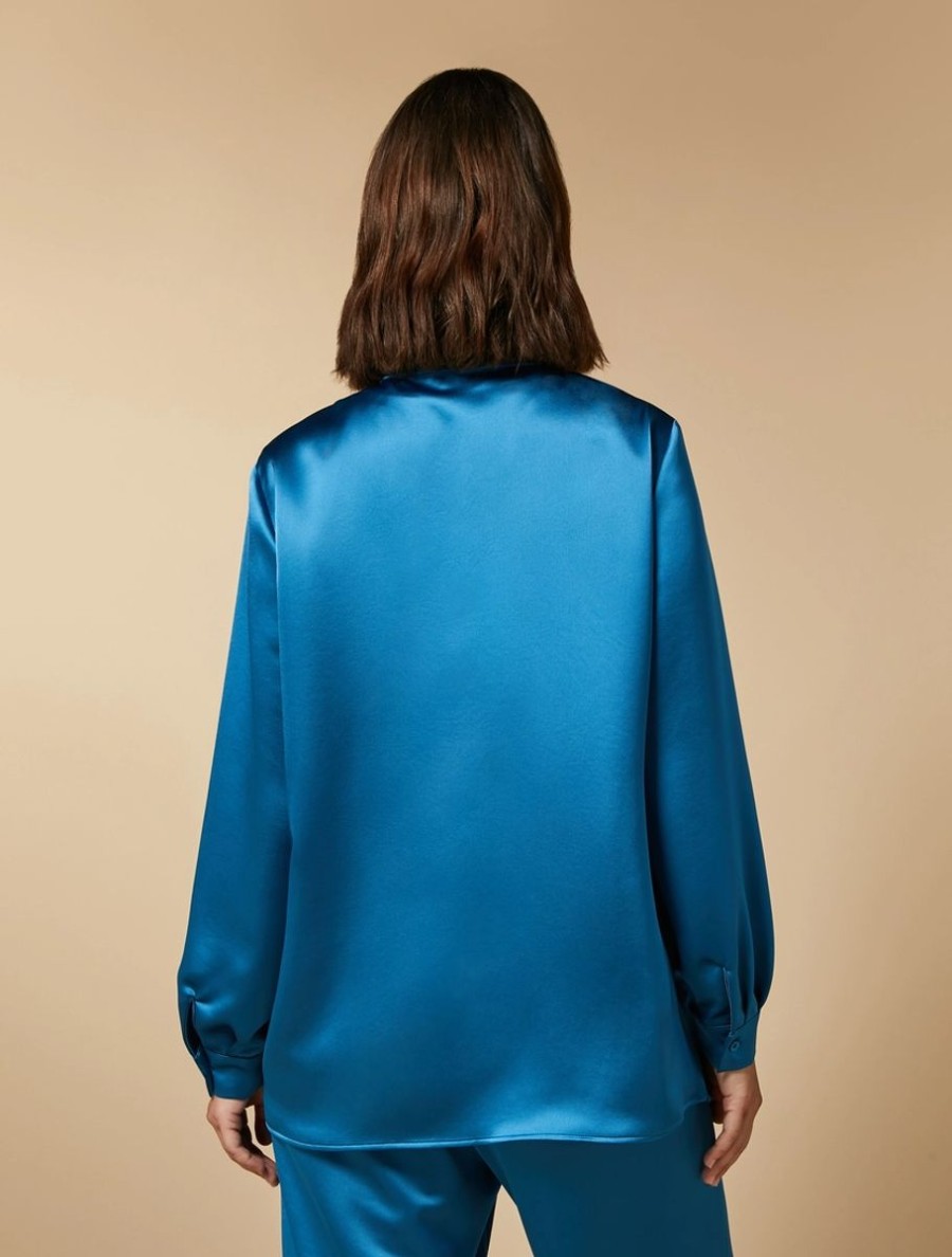 Vetements Marina Rinaldi | Chemise En Satin Torquoise