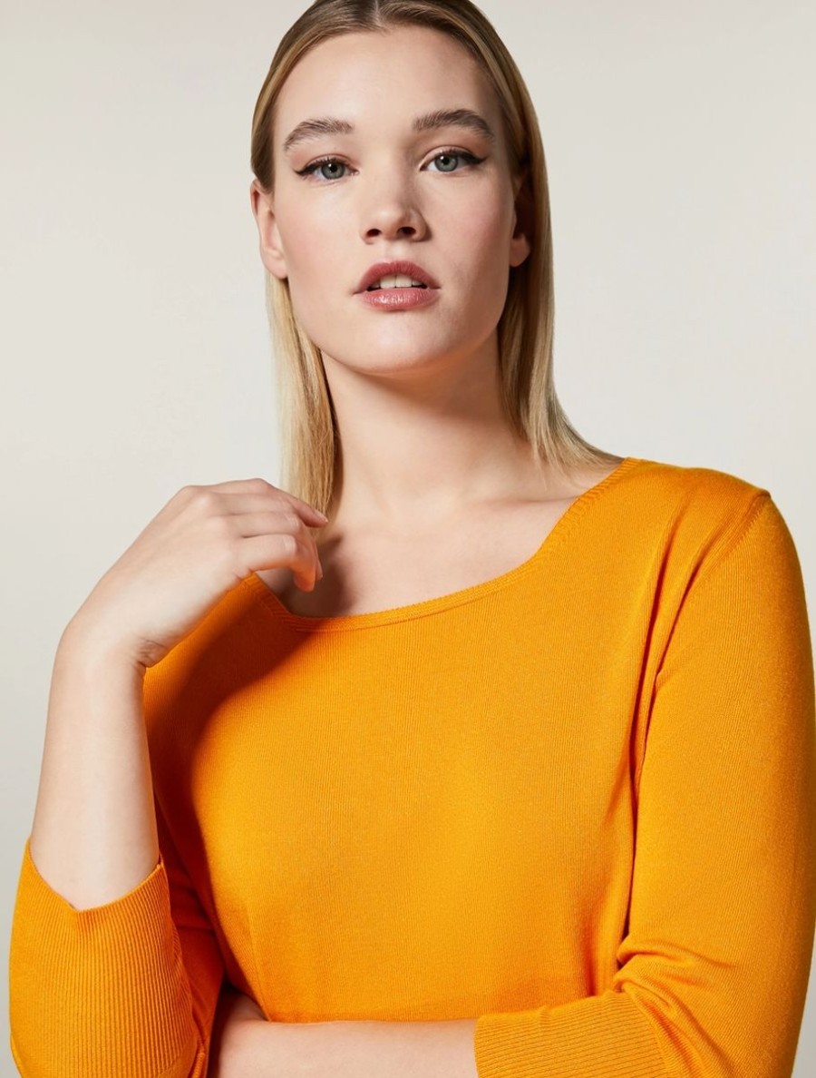 Vetements Marina Rinaldi | Pull En Fil De Viscose Orange