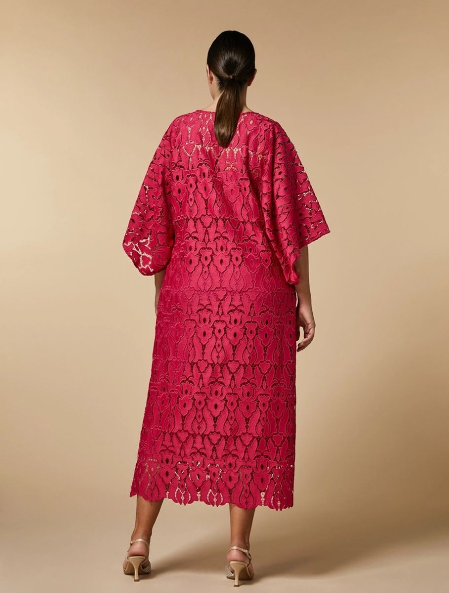 Vetements Marina Rinaldi | Robe En Macrame Fuchsia