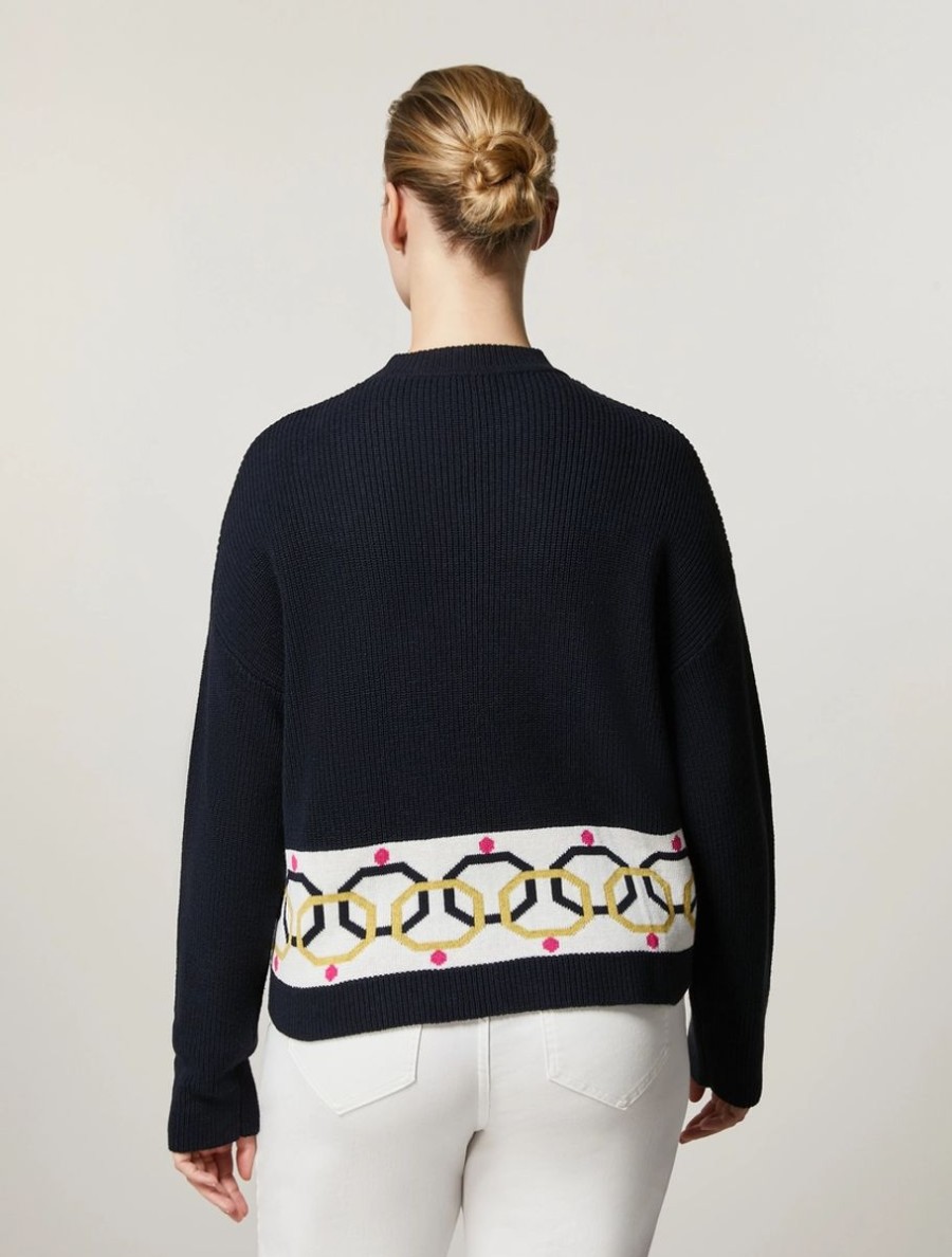 Vetements Marina Rinaldi | Pull En Laine, Viscose Et Alpaga Marine Fonce