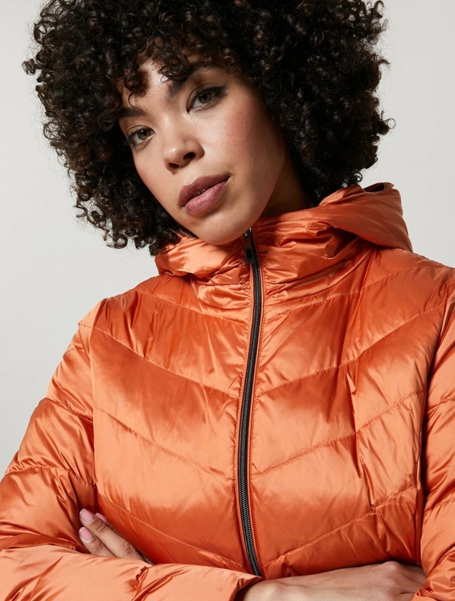 Vetements Marina Rinaldi | Doudoune En Nylon Brillant Orange