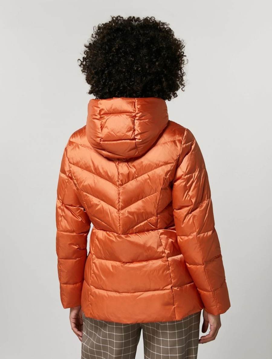 Vetements Marina Rinaldi | Doudoune En Nylon Brillant Orange