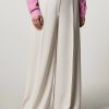 Vetements Marina Rinaldi | Pantalon En Crepe Envers Satin Beige Fonce