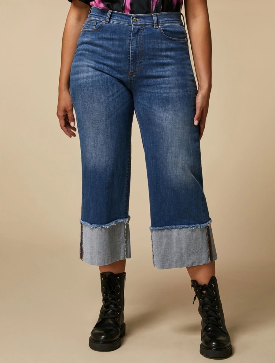 Vetements Marina Rinaldi | Jean Large En Denim Stretch Bleu Ski