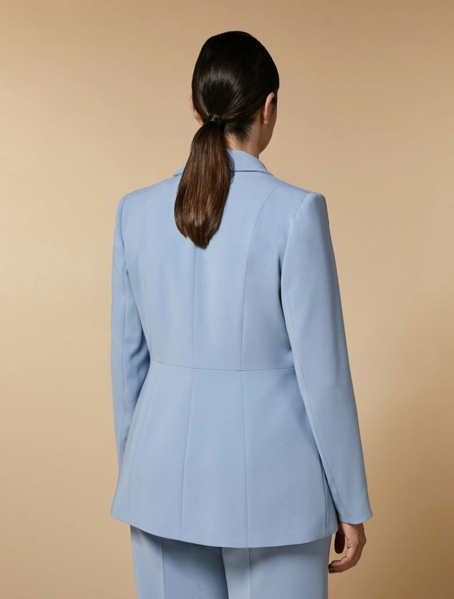 Vetements Marina Rinaldi | Veste Blazer En Triacetate Bleu Ski