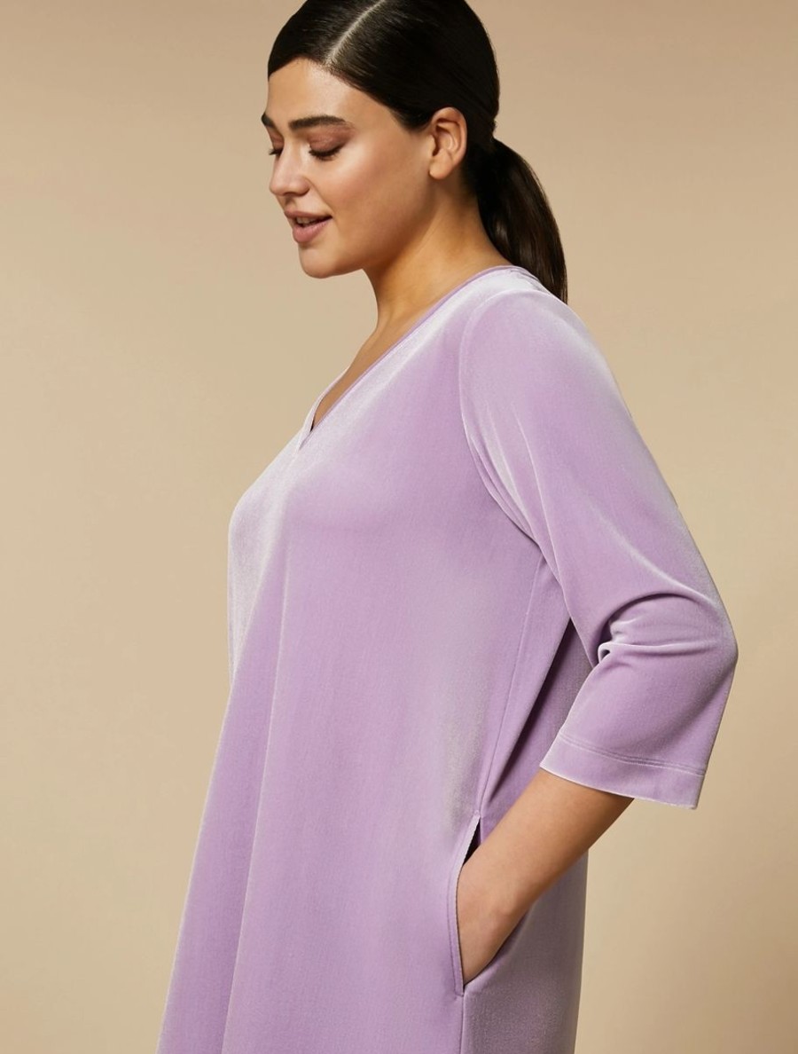 Vetements Marina Rinaldi | Robe En Jersey De Velours Lilas