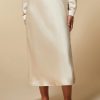 Vetements Marina Rinaldi | Jupe Midi En Satin Blanc