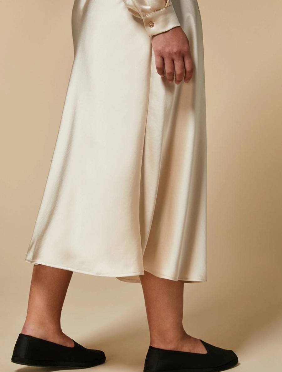 Vetements Marina Rinaldi | Jupe Midi En Satin Blanc