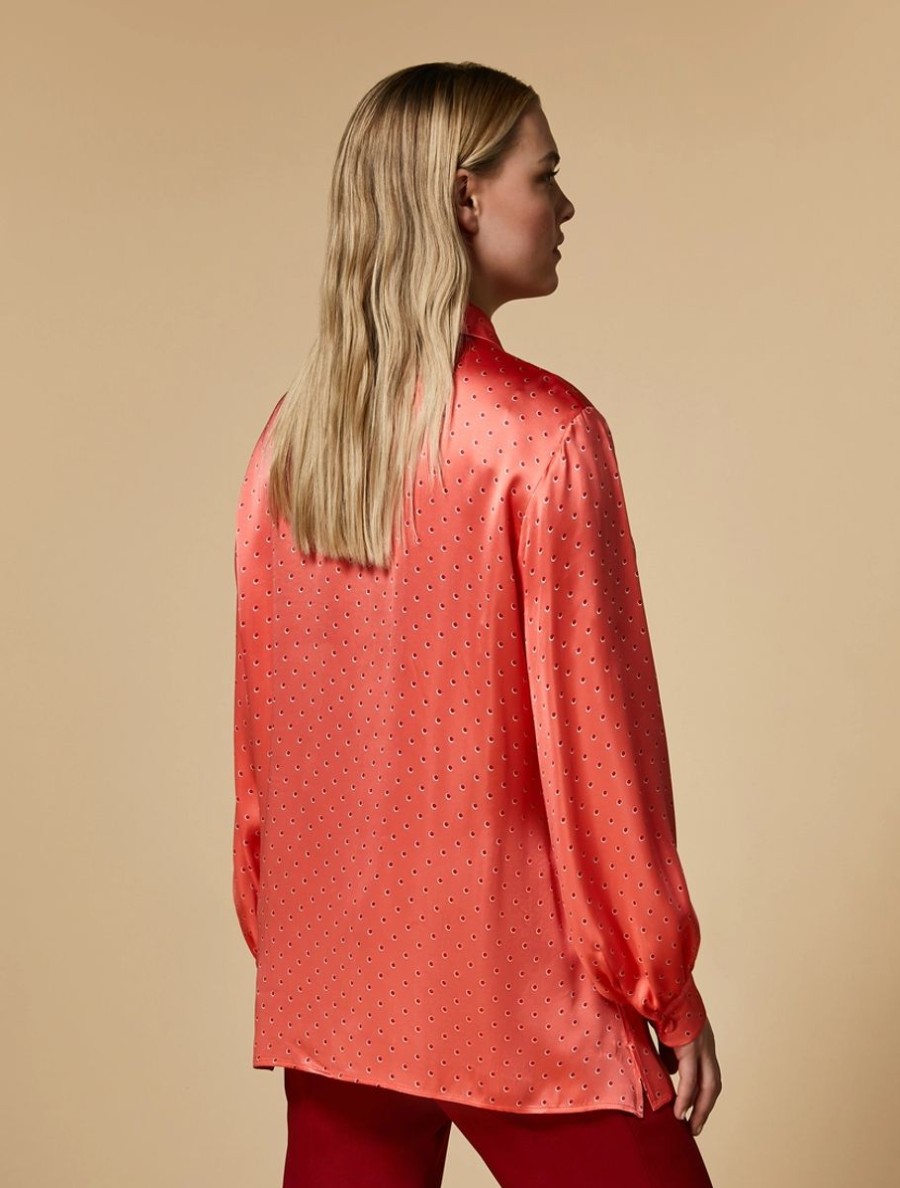 Vetements Marina Rinaldi | Chemise En Satin Imprime Rouge