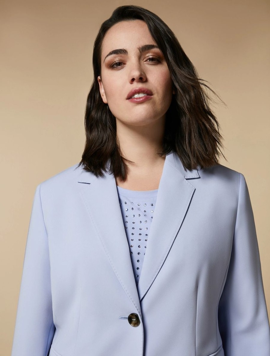 Vetements Marina Rinaldi | Veste En Cady De Triacetate Bleu Ciel