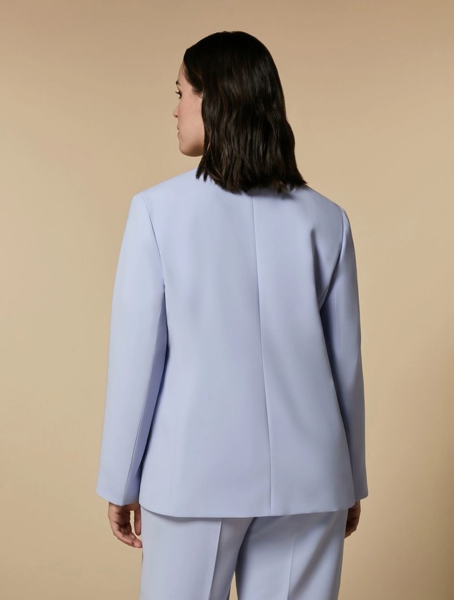 Vetements Marina Rinaldi | Veste En Cady De Triacetate Bleu Ciel