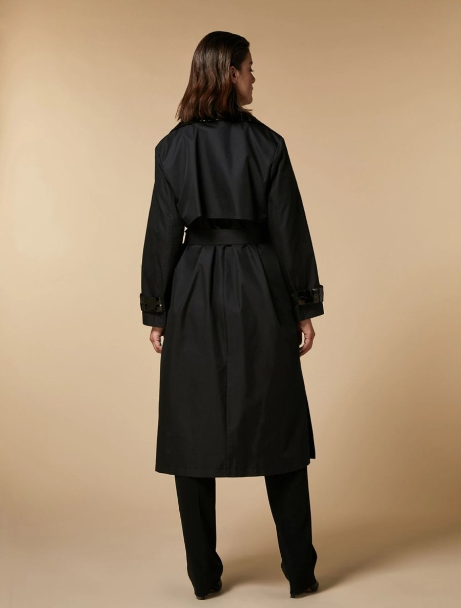 Vetements Marina Rinaldi | Impermeable A Broderies De Sequins Noir