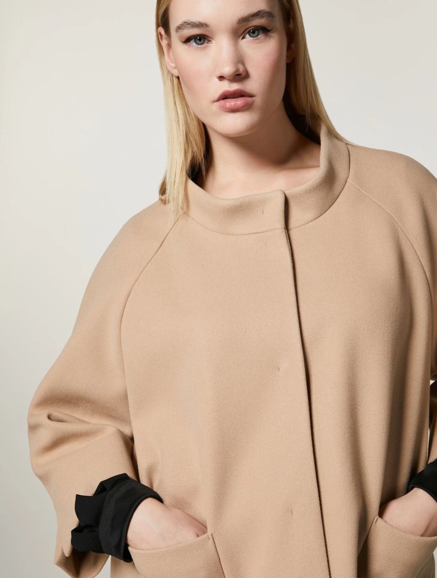 Vetements Marina Rinaldi | Veste En Jersey Compacte Chameau