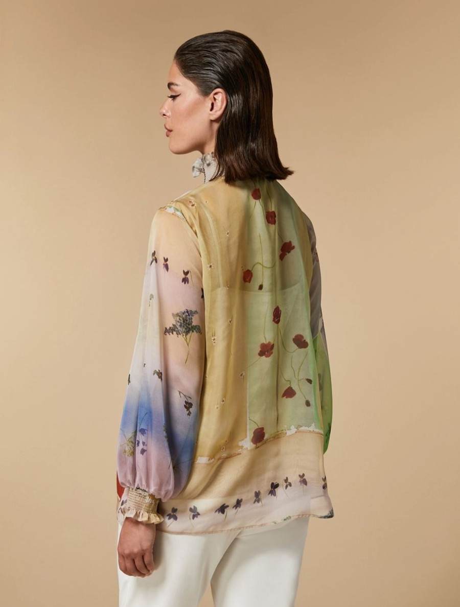 Vetements Marina Rinaldi | Blouse En Mousseline Imprimee Moutarde