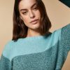 Vetements Marina Rinaldi | Pull Bicolore En Laine Et Cachemire Vert Fonce