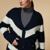 Vetements Marina Rinaldi | Cardigan En Laine Melangee Marine Fonce