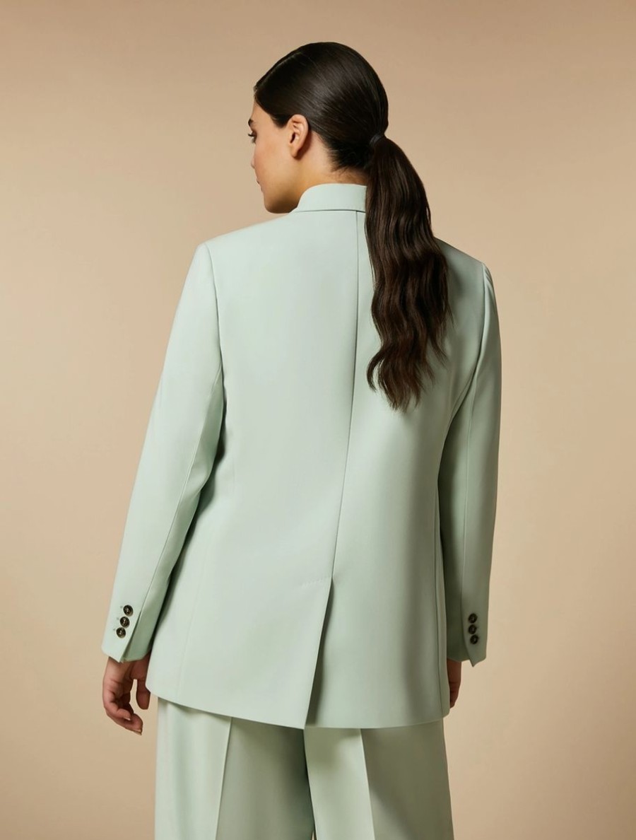 Vetements Marina Rinaldi | Veste En Cady De Triacetate Vert Pastel