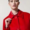 Vetements Marina Rinaldi | Veste Lourde En Drap De Laine Rouge