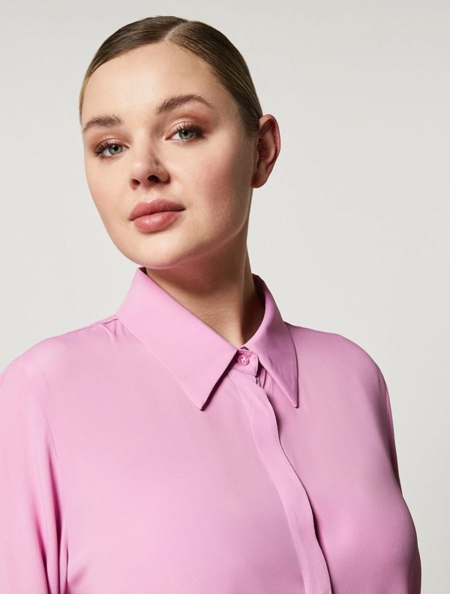 Vetements Marina Rinaldi | Chemise En Soie Melangee Fuchsia