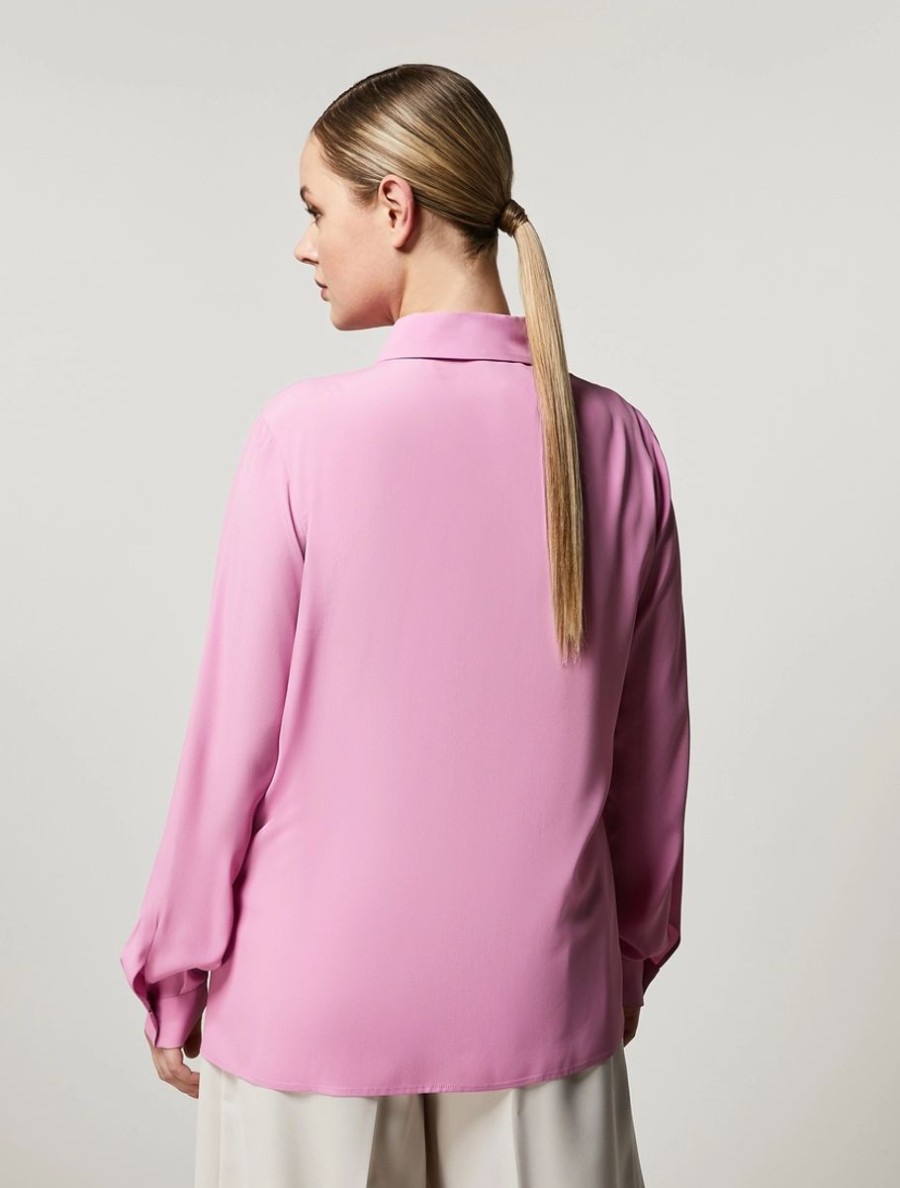 Vetements Marina Rinaldi | Chemise En Soie Melangee Fuchsia