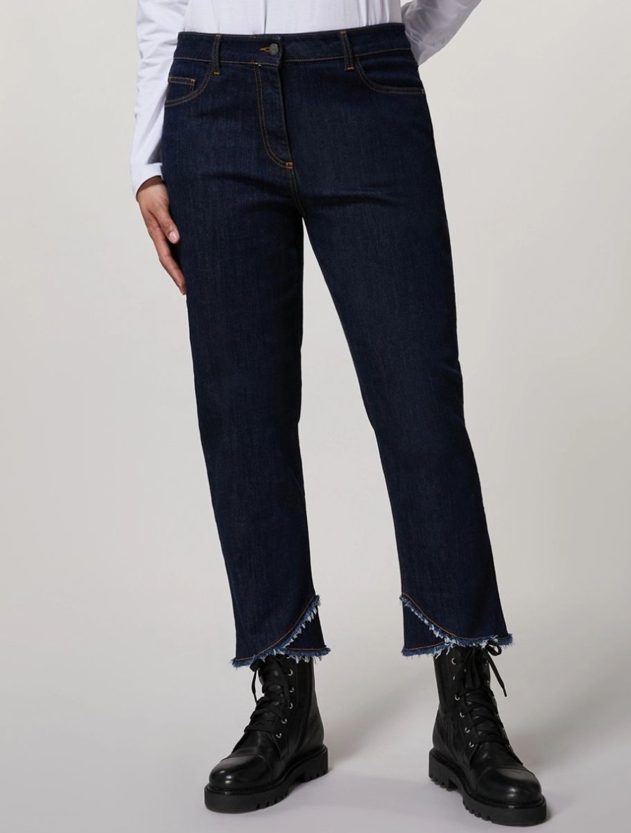 Vetements Marina Rinaldi | Jean En Denim Extensible Marine Fonce