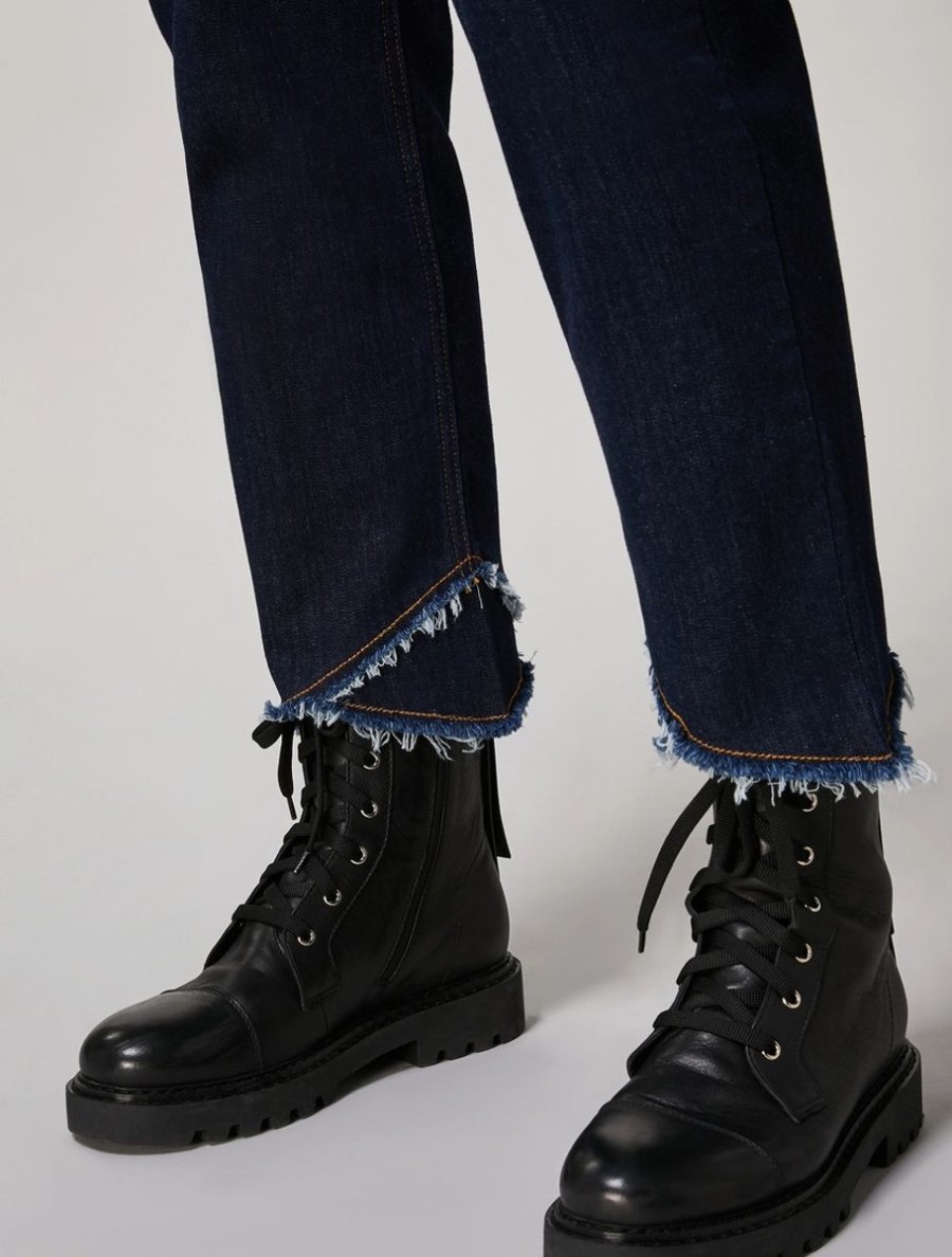 Vetements Marina Rinaldi | Jean En Denim Extensible Marine Fonce