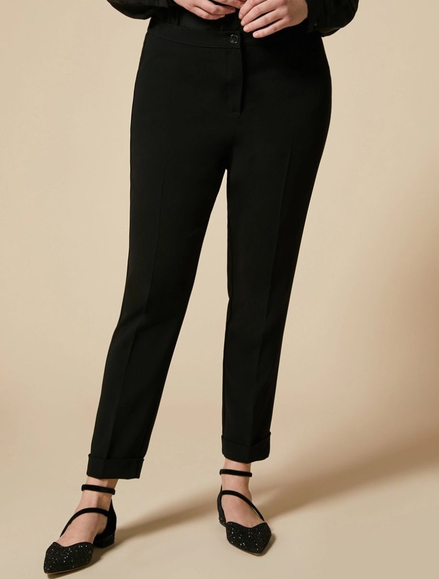 Vetements Marina Rinaldi | Pantalon Slim En Cady De Triacetate Noir