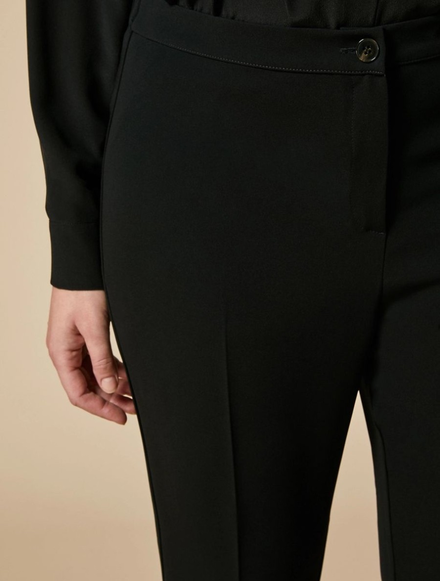 Vetements Marina Rinaldi | Pantalon Slim En Cady De Triacetate Noir