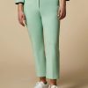 Vetements Marina Rinaldi | Pantalon Evase En Coton Melange Vert Pastel