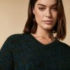 Vetements Marina Rinaldi | Pull En Mohair Imprime Vert Fonce