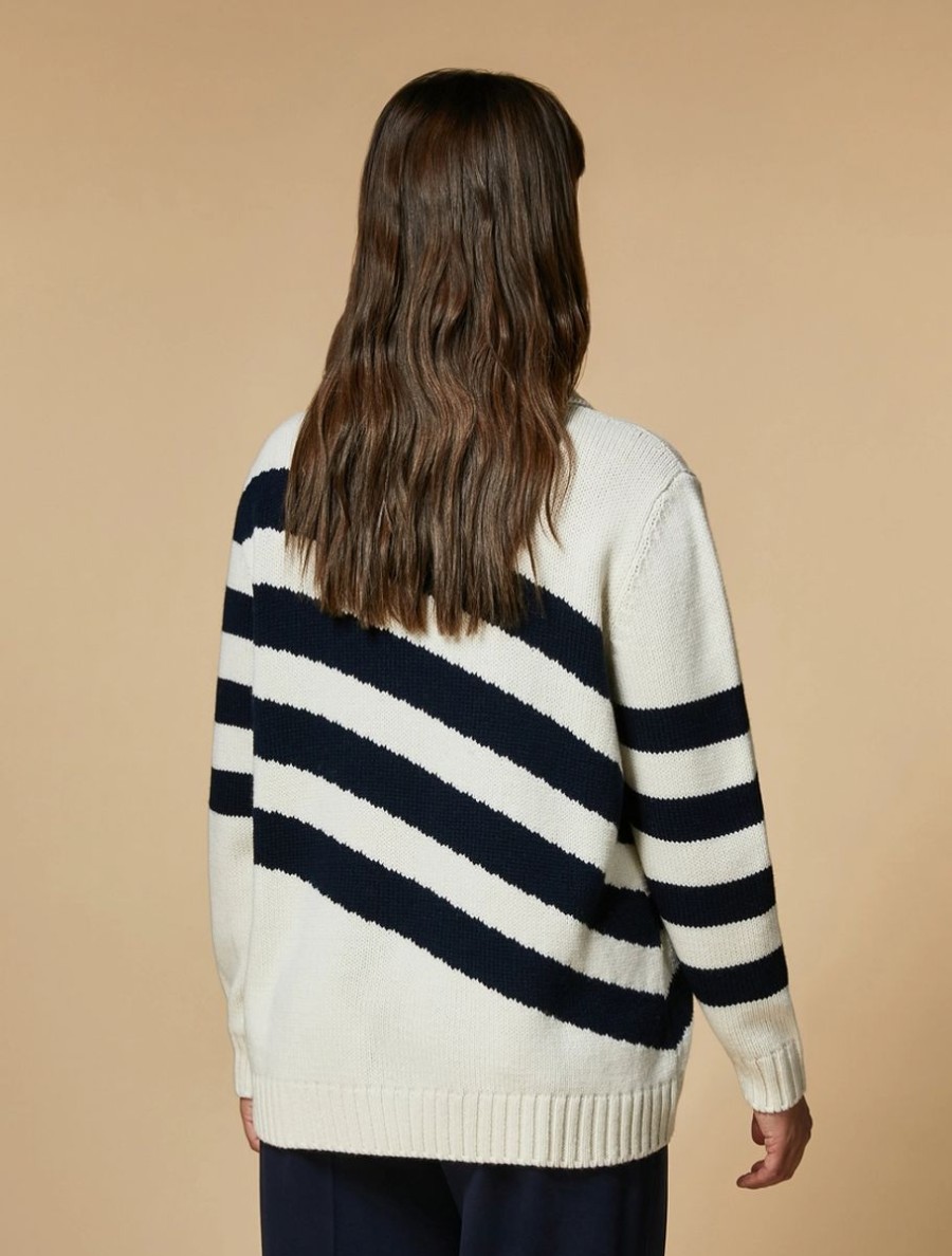 Vetements Marina Rinaldi | Pull En Laine Melangee Blanc