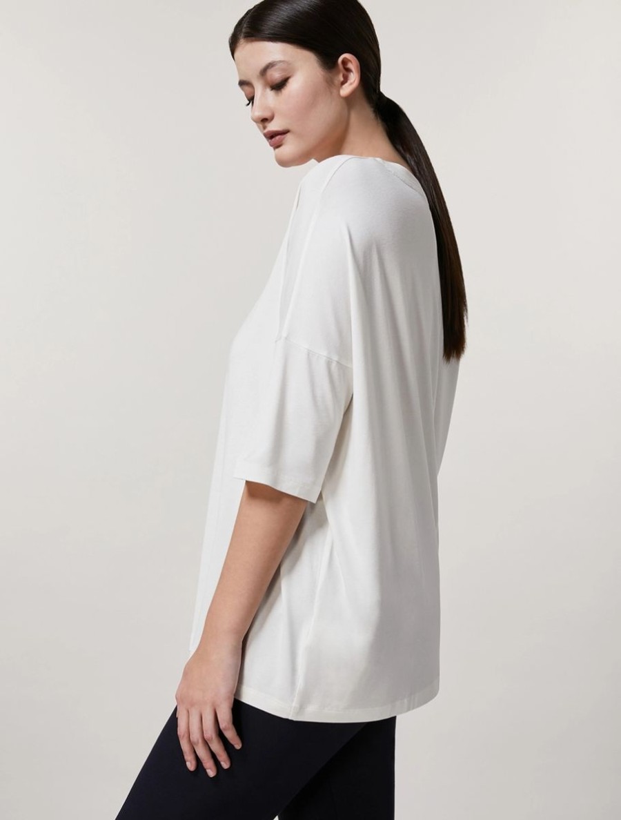 Vetements Marina Rinaldi | T-Shirt En Jersey De Viscose Blanc