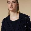 Vetements Marina Rinaldi | Cardigan En Alpaga Melange A Sequins Marine Fonce