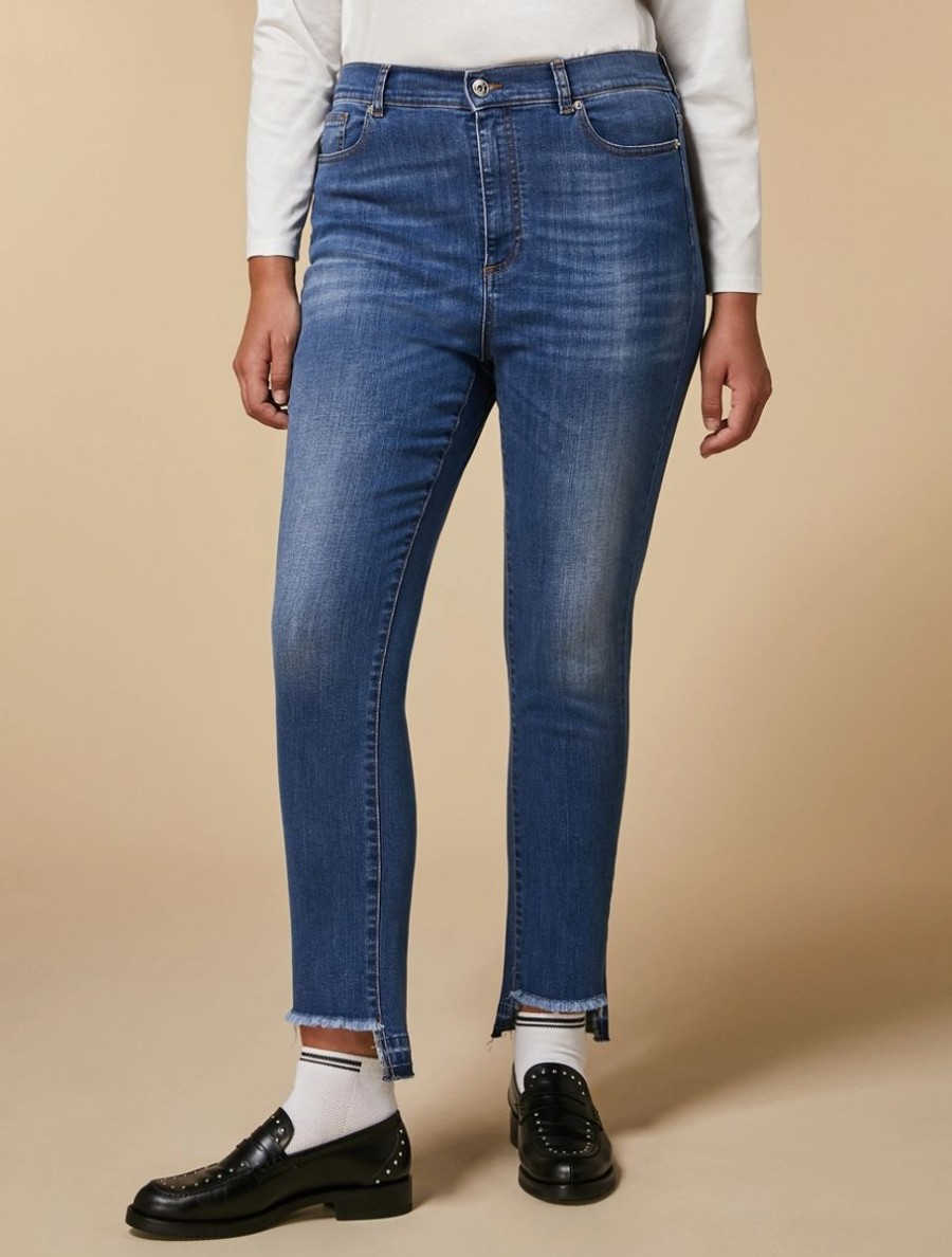 Vetements Marina Rinaldi | Jean Coupe Slim En Denim Stretch Bleu Ski