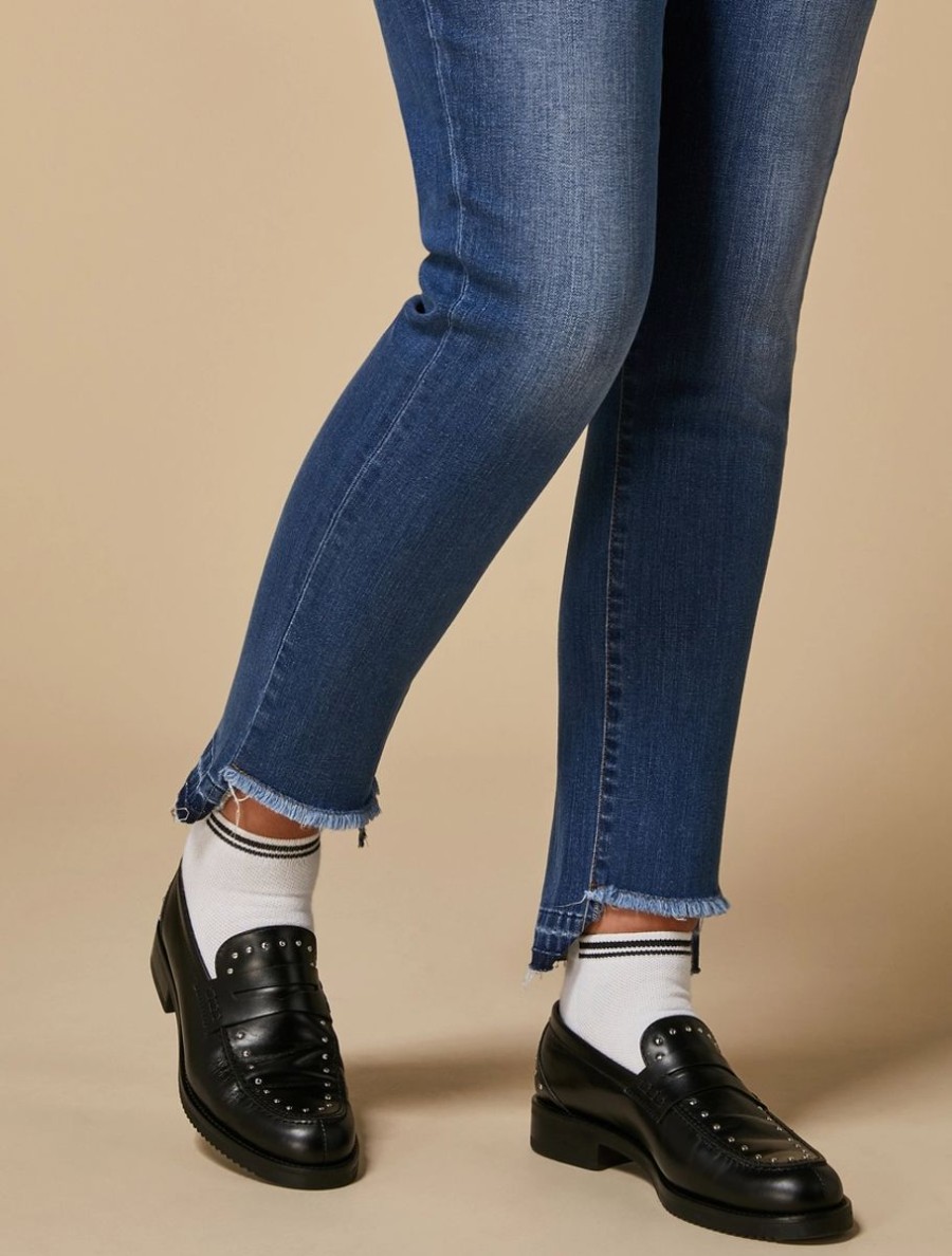 Vetements Marina Rinaldi | Jean Coupe Slim En Denim Stretch Bleu Ski