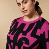 Vetements Marina Rinaldi | Pull En Laine Melangee Jacquard Fuchsia