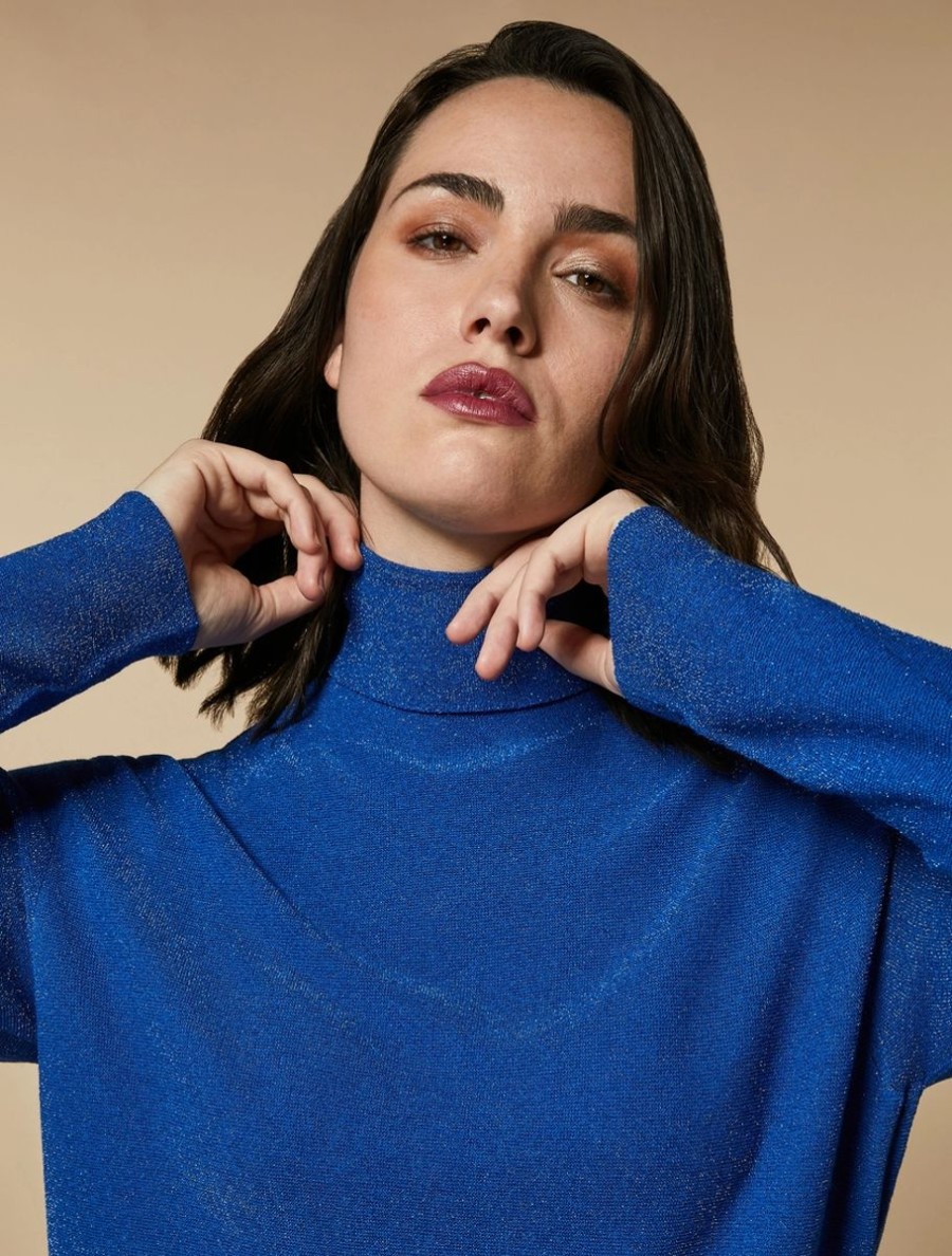 Vetements Marina Rinaldi | Pull En Viscose Lurex Bleuet