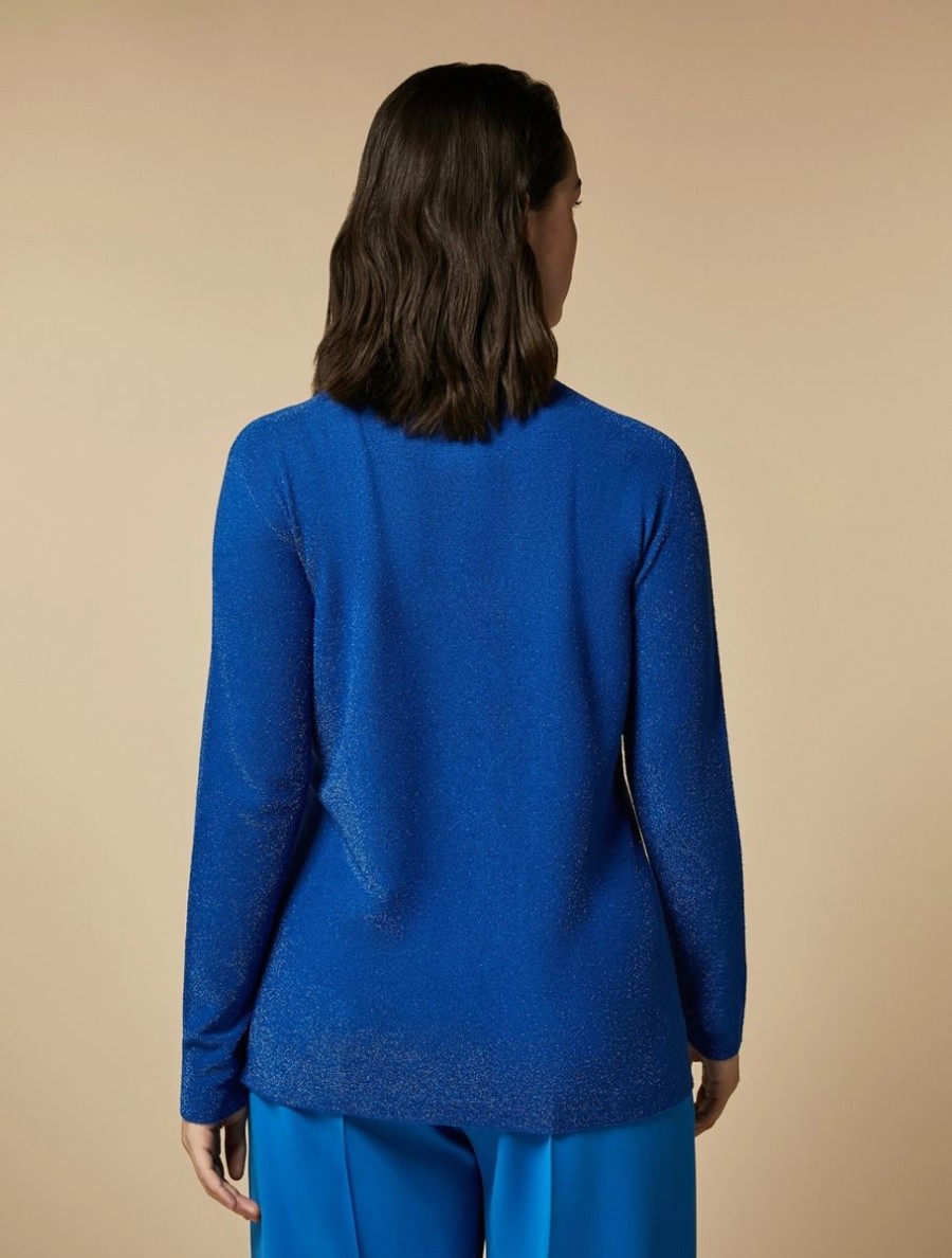 Vetements Marina Rinaldi | Pull En Viscose Lurex Bleuet