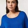 Vetements Marina Rinaldi | T-Shirt En Jersey De Viscose Bleu De Chine