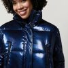 Vetements Marina Rinaldi | Veste En Tissu Brillant Marine Fonce