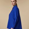 Vetements Marina Rinaldi | Chemise Longue En Popeline De Coton Bleu De Chine